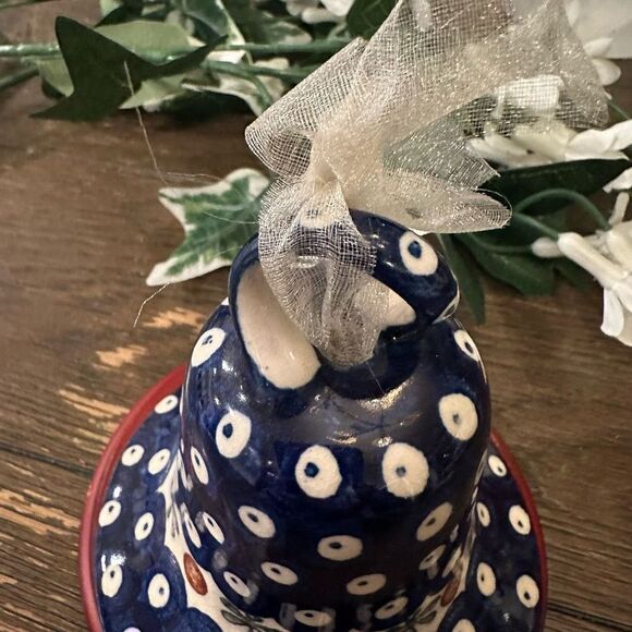 Polish Pottery 4½-inch‎ Bell Ornament Hand Painted in Boleslawiec, Poland - Picture 2 of 7